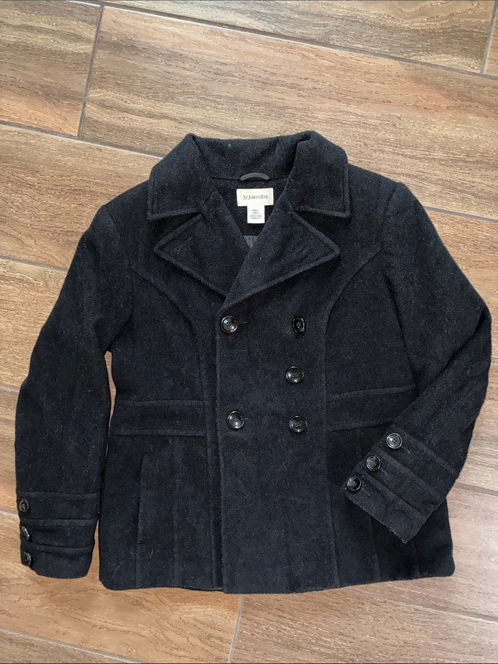 St. John's Bay Black Double-Breasted Women's Pea Coat